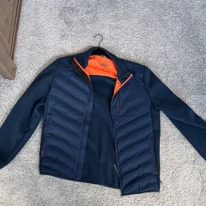 Stylish Navy and Orange Men's Puffer Jacket